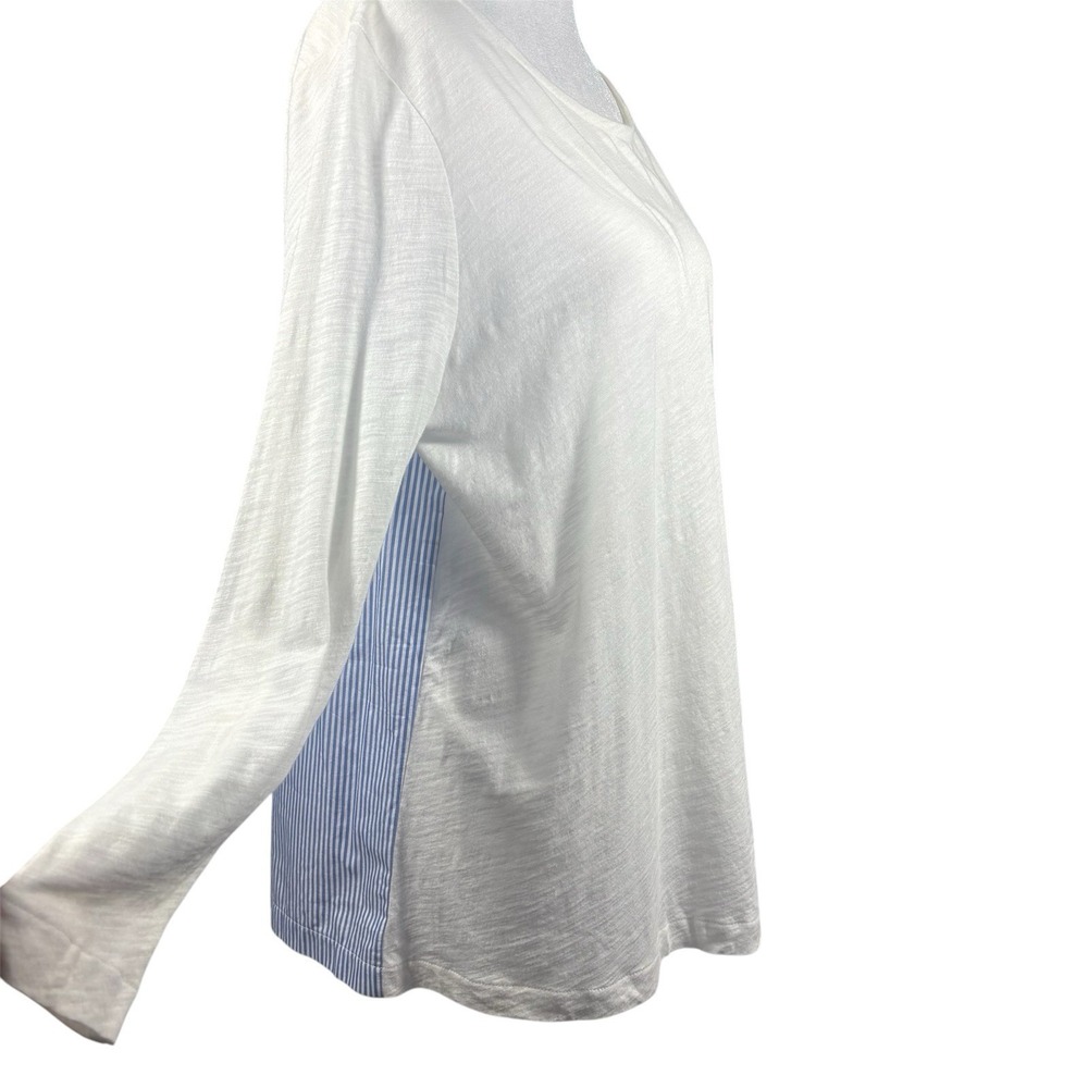 Vineyard Vines Women S Coastal Blue & White Mixed Media‎  Pullover Top Nautical